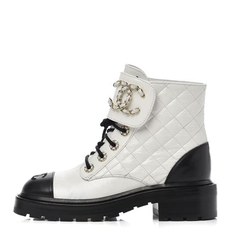 chanel lace up boots white|chanel lace up combat boots.